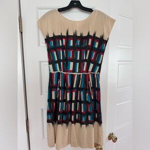 Lela Rose Graphic Print Silk/Cotton Dress in Women’s 6